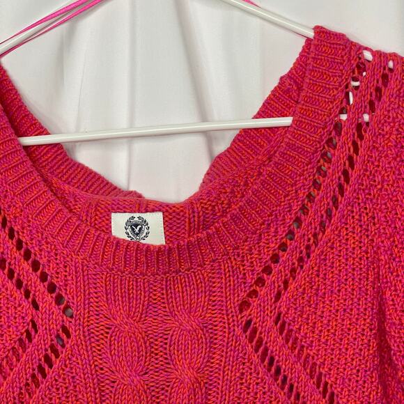 American Eagle chunky knit sweater women's size large pink fuchsia and orange - Picture 2 of 14